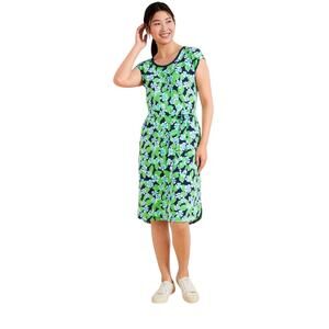 T by TALBOTS Open Back Short Sleeve Dress 50+ UPF Sun Ink Multi Floral Fields 3X